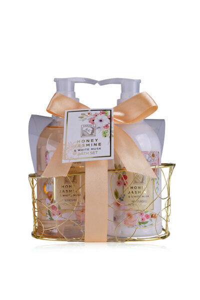 Bath set HONEY JASMINE in wire basket